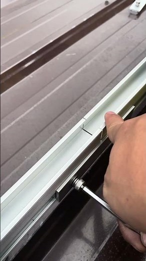 Watch how we level and connect the solar mounting rail using rail connector! #solar #solarmounting