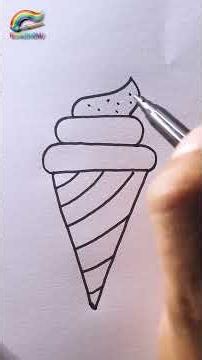 Cream Cone Drawing With Color🍦 | Easy Drawing Tutorial