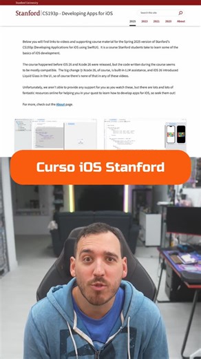 AristiDevs on Instagram: "🎓 Aprende desarrollo iOS con el curso de Stanford Accede al curso oficial de Stanford para formarte en desarrollo de apps iOS con SwiftUI, con clases en vídeo y material estructurado para seguir paso a paso. ► Contenidos oficiales de Stanford ► Enfoque práctico con SwiftUI ► Base sólida para desarrollo iOS #programacion #aprenderaprogramar #desarrollomobile #ios"