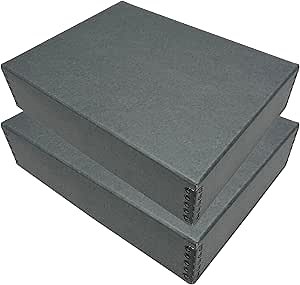 Lineco Museum Archival Storage Box, 9.75x12.75x3 in. Drop Front Design. Acid-Free with Metal Edge. Organize Photos, Pictures, Prints, Documents, Crafts, DIY. Gray, 2 Pack