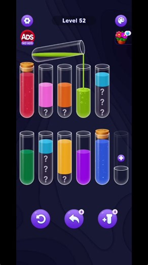 Water Sort Blind Sorting Puzzle Game. Level 52 #shorts