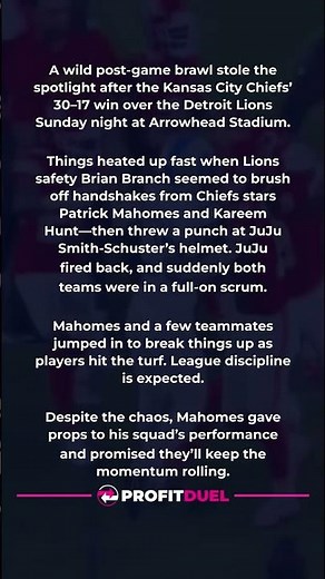 Chiefs-Lions Post-Game Brawl Erupts at Arrowhead | Mahomes Steps In
