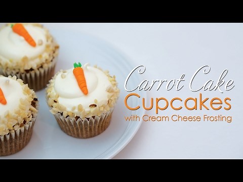 Carrot Cake Cupcakes Recipe with cream cheese frosting Tutorial & Recipe
