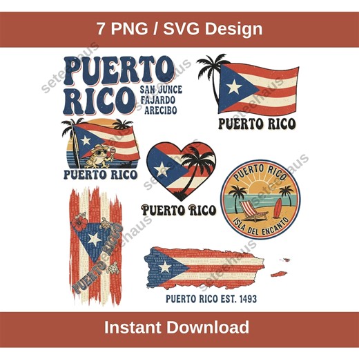 Puerto Rico SVG Bundle, Coqui Frog, Retro Beach Designs (Digital Download)