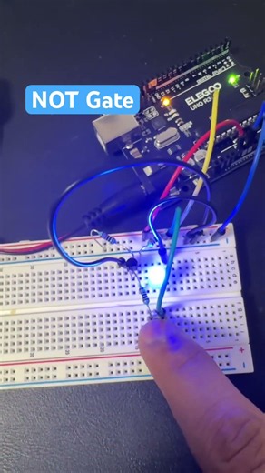 NOT Gate with code #ledlights #arduino #elegoo #arduinoproject #logicgates
