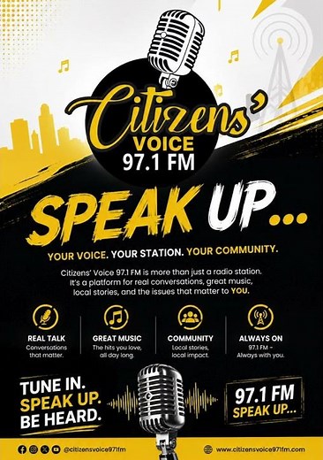 WELCOME TO CITIZENS' VOICE 97.1 FM 🎙️ | Speak Up. Be Heard. Your Voice Matters!