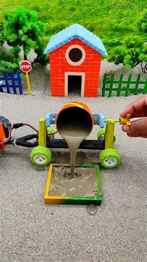 😱 Real Working Mini Tractor Making Cement Pillar | Amazing DIY Construction Machine 🚜 #shorts