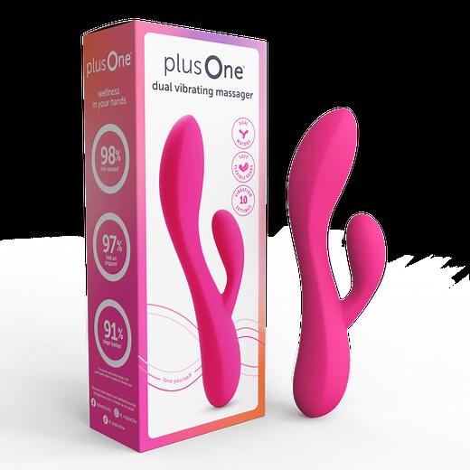 plusOne Dual Rabbit Vibrator, High-quality Silicone, Pink