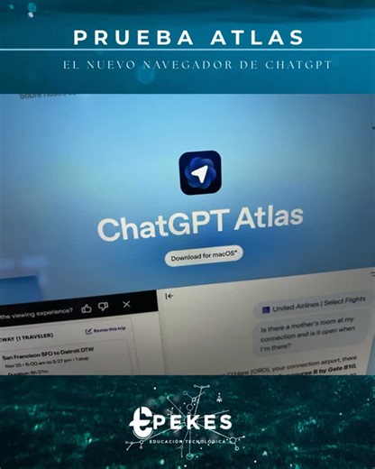 E-Pekes on Instagram: "Prueba Atlas: el nuevo navegador de ChatGPT OpenAI lanzó Atlas, un navegador que integra ChatGPT directamente en la web. Permite obtener respuestas al instante, resumir artículos, comparar productos y hasta realizar tareas completas como reservas de viajes, todo desde una barra lateral con inteligencia artificial. En Epekes te compartimos la fuente oficial para que explores cómo la IA está transformando la forma de navegar y aprender: OpenAI – Presentamos ChatGPT Atlas htt