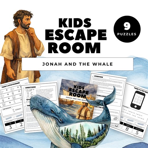 Jonah and the Whale Kids Escape Room, Bible Puzzle Printable Game, Christian Activity for Sunday School, Church & Home, Instant Download PDF - Etsy
