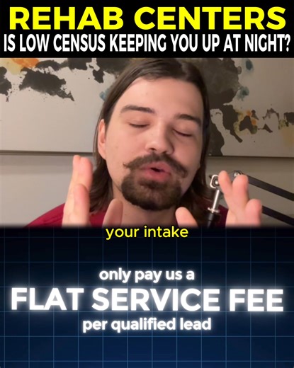 REHAB CENTERS - Do you need more qualified leads to meet census goals? With our Pay-Per-Lead System you pay a flat service fee ONLY when we generate you qualified leads that meet your intake criteria... We can start sending you 10-50 qualified leads per day in the next 3 days with: ✅ No monthly retainers ✅ No long-term contracts ✅ No risking budget on ads ✅ All leads are exclusive to your centers How it works: We run HIPAA compliant advertising campaigns for your center with our own budget - and