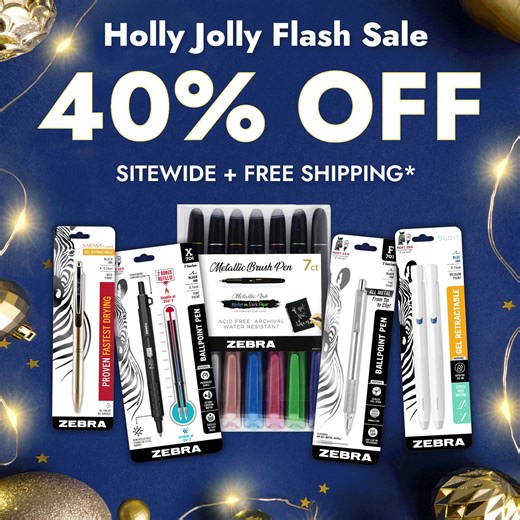 It’s the season of giving and we’re giving you a few more hours to save! Shop all your Zebra Pen gift giving needs and take 40% OFF sitewide savings and free shipping till 9 PM EST TONIGHT. Don't miss out on these winterful deals. Click the link to shop now and save: https://www.zebrapen.com/collections/all/?sort_by=best-selling&fbclid=IwAR2DlC4mIZA6tQuomrM2p9Himkj07b7Laa0JQdtHCF_7f9EJpiCI0z2UejU *Free shipping over $15. Excludes Bundles and New Products. Cannot be combined with any other offers