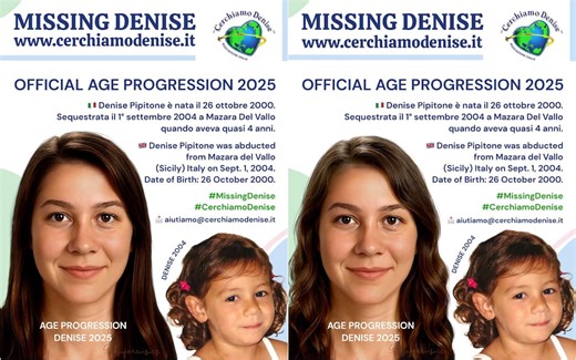 Denise Pipitone, ecco come sarebbe oggi: le nuove immagini di age progression a 25 anni