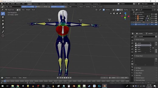 【Blender 2.8】人物模型绑定动画几分钟精讲/复习合集  (中英机翻、附作者obj模型下载)