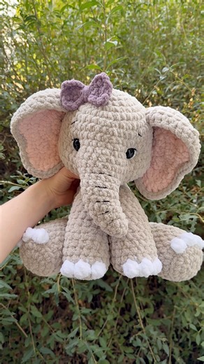 Finishing my crochet elephant! Pattern is on my Etsy 🐘🩶 #crochet #amigurumi #plushie #yarn