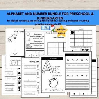 Early Math & Literacy Activity Pack, Letter Sounds, Numbers 1–20, ABC Tracing,