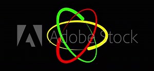Animated of atom icon. Rotating electrons and pulsating nucleus line animation. Atomic structure.