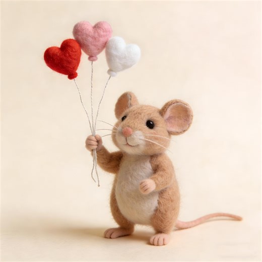 Needle Felted Mouse Figurine, Handmade Wool Mouse Doll With Rose, Cute Animal Collectible, Mini Felt Animal Decor, Gift for Mouse Lovers - Etsy