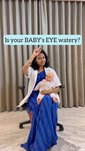 Dr.Amulya Mysore |Parenting on Instagram: "Eye discharge is common in newborns and is rarely a cause of concern. A blocked tear duct is a common cause of eye discharge. This affects about 20% of babies. This problem can occur when the end of the tear duct fails to open correctly during birth. Follow these steps to massage the tear duct to help unblock it : - On the side of the blocked tear duct, lightly press the tip of the index finger against the inside bridge of your baby’s nose. - Make two o