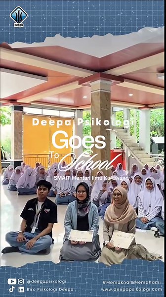 Deepa Psikologi goes to school 🎓✨ Dalam kegiatan Mentari Ilmu Expo Campus, Deepa Psikologi hadir di SMAIT Mentari Ilmu Karawang dengan materi “How to Deal Our Mental Health Resilience” Bersama: Hafnia Rahma Alifa, M.Psi., Psikolog Terima kasih atas antusiasme luar biasa dari seluruh civitas SMAIT Mentari Ilmu Karawang 🤍 #DeepaPsikologi #DeepaGoesToSchool #MentalHealthResilience #MentariIlmu