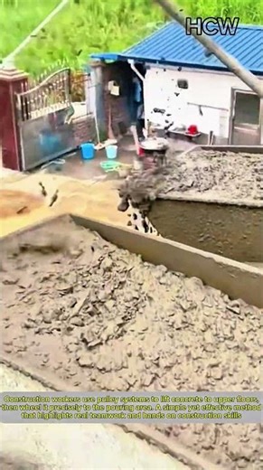 Concrete Lifting with Pulleys: The Power of Construction Teamwork.