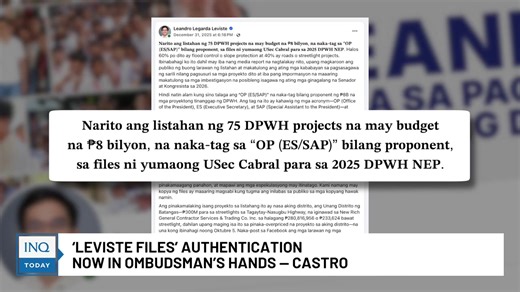 Here’s a quick roundup of today’s top stories: Mixed pump price changes likely on Jan. 6 Read more: https://inqnews.net/FuelPriceEstimateJan6 ‘Leviste files’ authentication now in Ombudsman’s hands — Castro Read more: https://inqnews.net/CastroOnLevisteFiles China military drills near Taiwan ‘unnecessarily’ raise tensions – US Read more: https://inqnews.net/USonChinaDrillsTaiwan | INQUIRER.net
