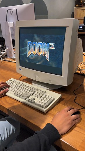 NVIDIA GeForce on Instagram: "🟢 Step back in time & experience DOOM 3 on a GeForce 7800 GTX + a CRT monitor! What PC game would you load up on this classic PC?"