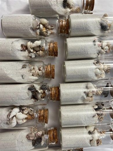 Set 16 Glass Bottles With Siesta Key Sand, Seashells Scrolls – Coastal Souvenir Set - Etsy