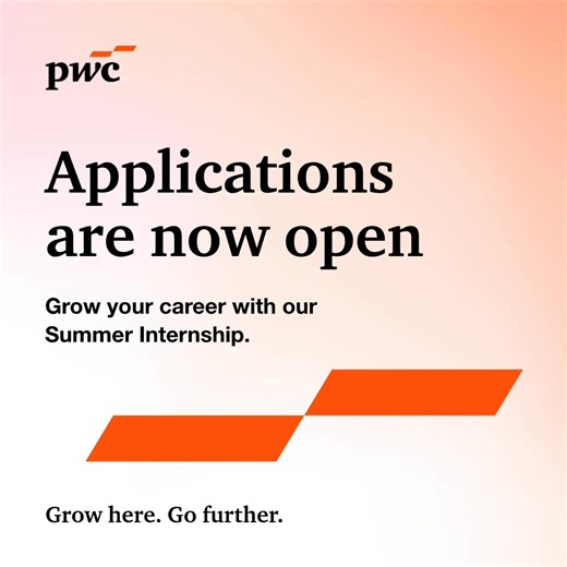 Applications are now open for our 2026 Summer Internship programme! Are you, or do you know, a penultimate-year undergraduate student ready to learn and grow? We're welcoming applications across all lines of service in each of our eight offices. This summer, invest your time in an experience that will shape your future. Whether it's the people, the networks, or the social events, you'll be amazed at the skills you'll develop and how much you'll learn and grow with PwC. Find out more here 👉 http