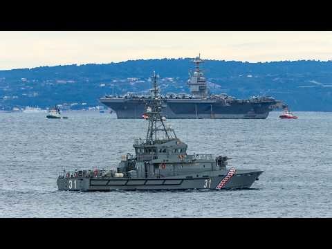Aircraft Carrier USS Gerald R. Ford CVN-78 arrives in Split Croatia for Repairs - March 2026