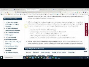Reading a Scholarly Article & Finding Definitions