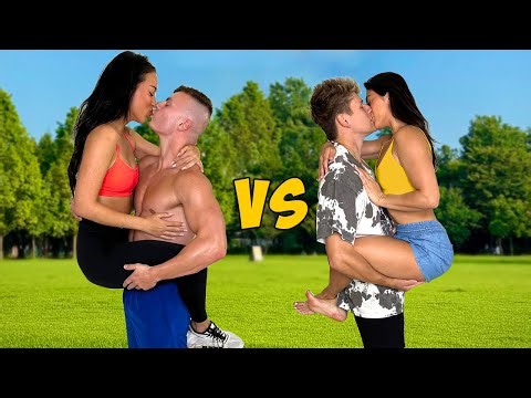 Watch couples compete in an extreme gymnastics skills challenge