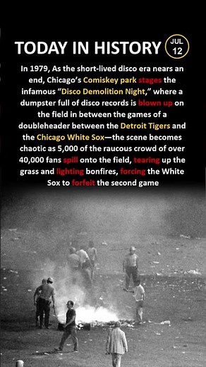 Disco Demolition Night Went HORRIBLY Wrong #history #wildmoment