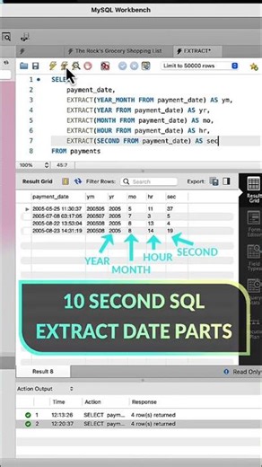 10 Second SQL: Extract Date Parts #shorts