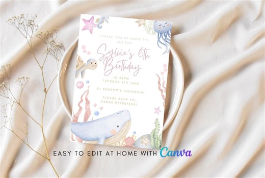 Ocean Birthday Invitation Template: Under the Sea Party (digital Invite) - Etsy