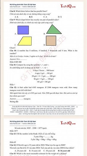 English Math Violympic 4 rounds 7 school level year 2025-2026