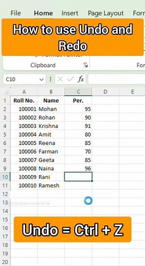 How to use Undo and Redo in Computer #undo #redo #computer #excel