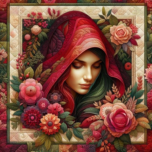 Quilt Fabric Panels – Scarlet Blossom Grace Sewing Art - Etsy