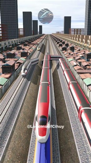 2 fast trains managed to avoid the 1-way track #train #railtrack #railroad #railway
