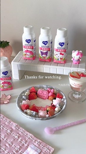 The Cutest Strawberry Guava Yogurt BowL! #asmr #shots