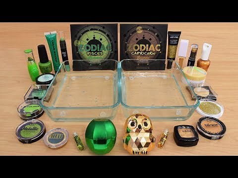 Green vs Gold - Mixing Makeup Eyeshadow Into Slime Special Series 203 Satisfying Slime Video