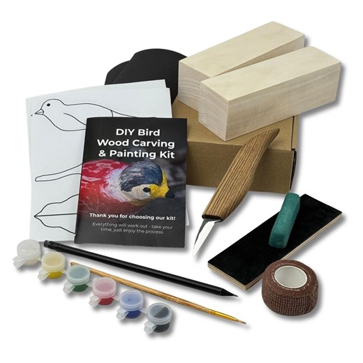 Bird Wood Carving & Painting Kit for Beginners – DIY Whittling Kit With Tools, Pattern, Paints and Video Guide - Etsy