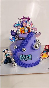 2 tier k-pop demon hunters cake decorating #2tiercake #shorts #ytshorts #viralvideo