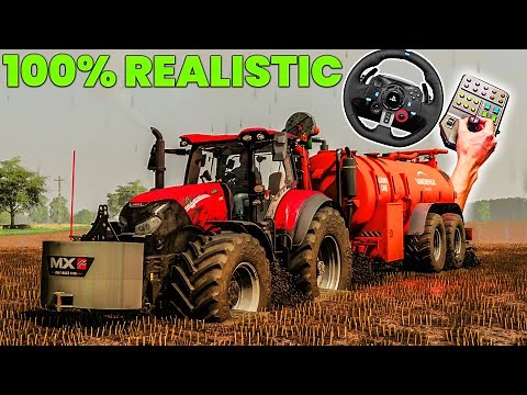 Spreading Manure in the Mud - FULL REALISTIC with Steering Wheel VIEW (Farming Simulator 19)