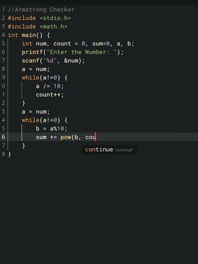 Armstrong Number Identifier in C 🔢 | #Shorts | Octrin