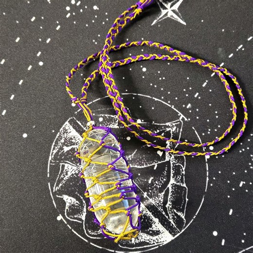 Atma Linga Holder Purple and Gold, Crystal Holder Necklace, Nithyananda, Atma Lingam, Atma Linga Necklace, Macrame, Rudraksha - Etsy