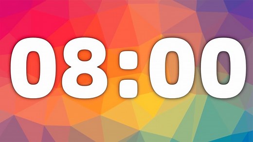 倒计时8分钟视频（滴答声+32秒闹铃）|倒计时视频8分钟动画素材