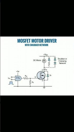 Mosfet Motor Driver With Snubber Network Diagram Explained #mosfet #snubber #tinycircuits #lowpower