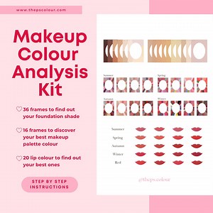 Makeup Colour Analysis Kit Korean Colour Analysis Foundation Shade Frames Makeup Palette 20 Lip Colours DIY Canva Template PNG PDF Digital - Etsy