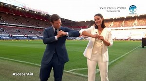 Kirsty Gallacher looks stunning in white suit as she presents Soccer Aid